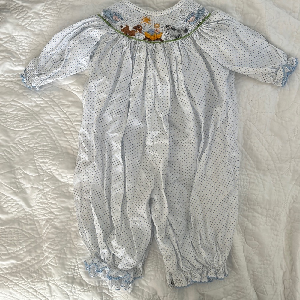 Shrimp & Grits Smocked Manger Romper